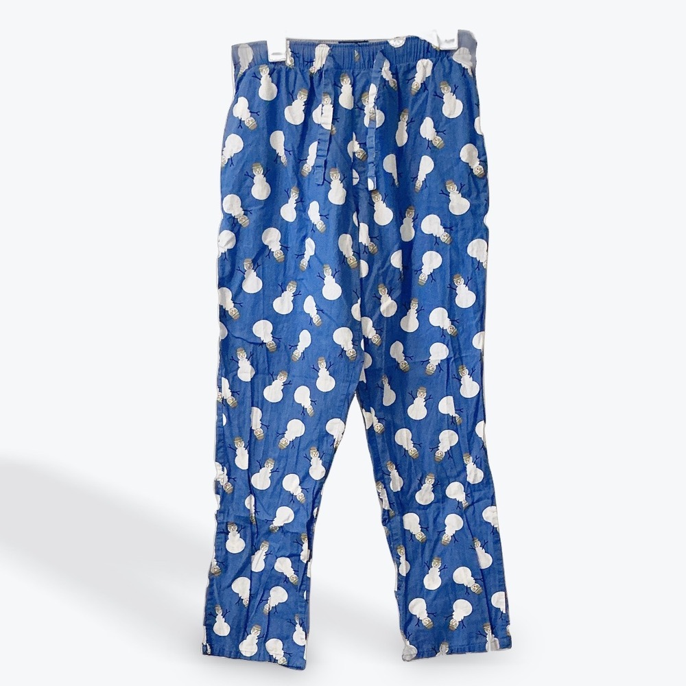 Old Navy Pajama Pants Blue Snowman Print Relaxed Fit Size M